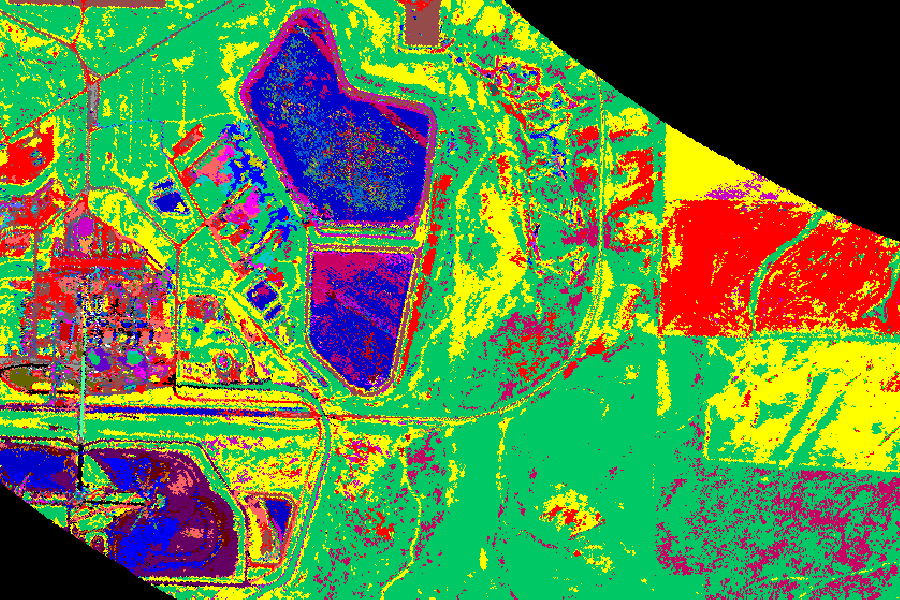 Mineral-classified image showing land surface types
surrounding a coal facility in Craig, Colorado.